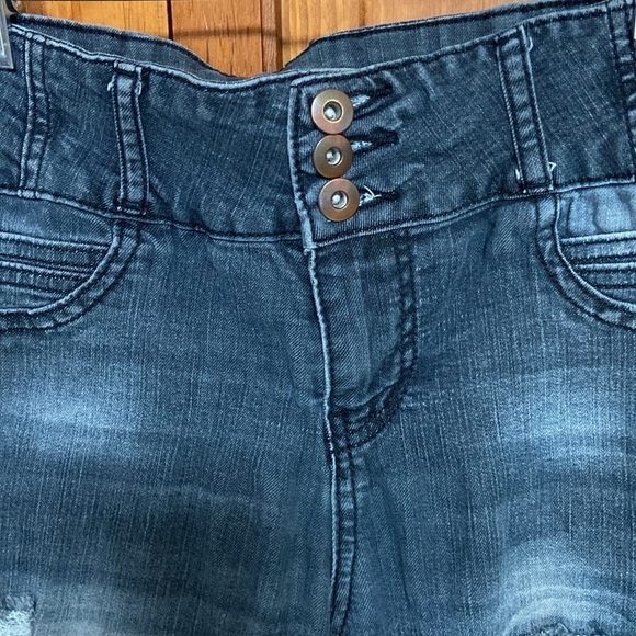 Destroyed Corset Waist Skinny Zipper/Button Fly Denim Jeans Darkwash Size 9 Jr - Picture 5 of 16